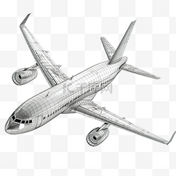 飞机渲染图片_飞机飞越大海的 3D 渲染线框