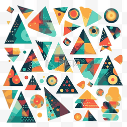 三角形剪贴画形状卡通的抽象集合
