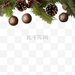 圣诞装饰品与枞树的树枝