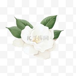 植物装饰平面图片_平面式白色山茶花无缝图案
