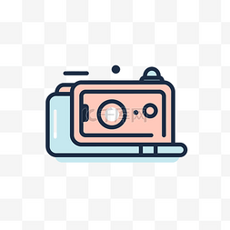 相机icon设计图片_粉色和蓝色相机的线性设计图标 