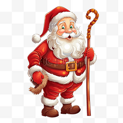 拄着拐杖的老人图片_圣诞节时拄着拐杖的圣诞老人人物