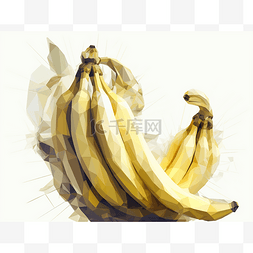 香蕉片图片_两块由低多边形艺术制成的香蕉片