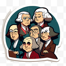 贴纸上乔治华盛顿总统朋友的形象