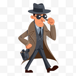 侦探礼帽图片_间谍剪贴画卡通人物的侦探 向量