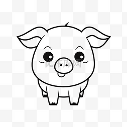 可爱的猪动物轮廓着色页矢量艺术