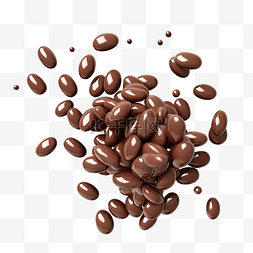 流动巧克力图片_巧克力涂层豆类糖果在空气中流动