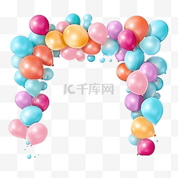 粉色氣球图片_气球花环装饰元素