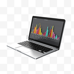 3d 最小笔记本电脑与统计图交易图