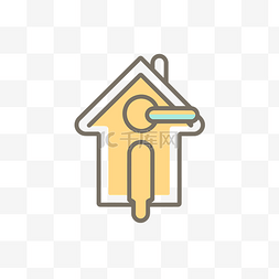 房屋钥匙图片_浅色家居的简单线条插图图标 向