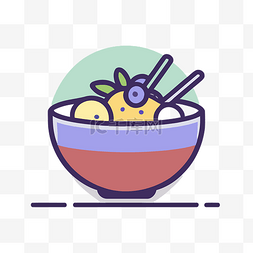 彩色的碗图片_里面有食物的碗插画 向量