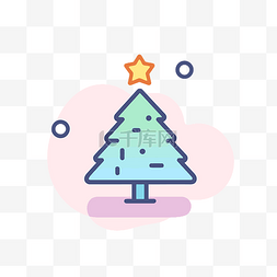 白色背景上有星星的圣诞树图标 
