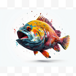创意海洋生物图片_油漆飞溅的大鱼的图像