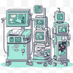 医院环境中的 icu 剪贴画卡通机 向