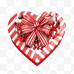 圣诞红色礼盒装饰，心形拐杖糖