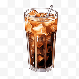 冰咖啡手绘图片_冰咖啡插画