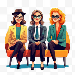 三个人坐着形象以女性设计师的风