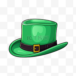 爱尔兰人图片_圣帕特里克节象征的绿帽子贴纸