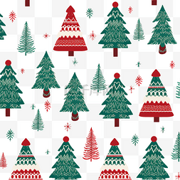 冬季假期无缝针织图案与圣诞树
