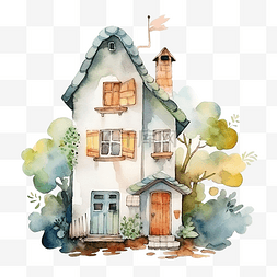 卡通小木房子图片_小房子水彩卡通可爱