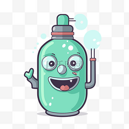 氧气剪贴画卡通机器人肥皂瓶和微