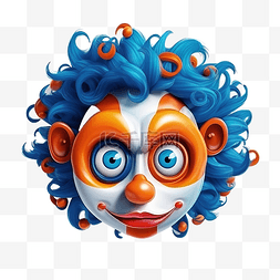 小丑脸橙蓝色头发大眼睛