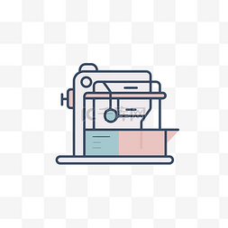 缝纫机图标矢量线平面设计插画