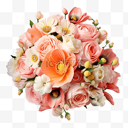 植物手绘粉色图片_春天花卉婚礼花束