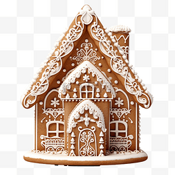 带雪的房子图片_带烟囱的冰姜饼屋传统圣诞饼干