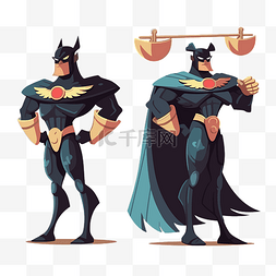 正义剪贴画蝙蝠侠的两个不同的卡