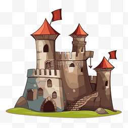 堡垒剪贴画卡通和白色背景红旗城