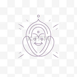 印度佛教线符号图标与尼尔古纳脸