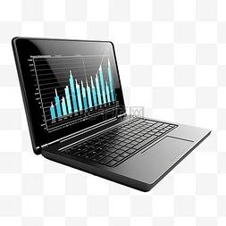 电子产品外箱图标图片_黑框笔记本电脑，屏幕上有上升图