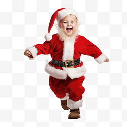 戏戏图片_穿着圣诞老人服装的快乐孩子在圣