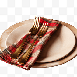 布摆台餐巾图片_木桌上放着餐巾的圣诞餐具