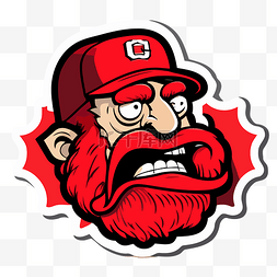 愤怒的红色棒球吉祥物贴纸剪贴画