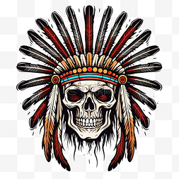 莫斯奇诺图片_美洲原住民印第安酋长头骨png插图