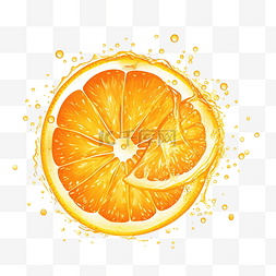 圆形橙子水果果汁png ai生成