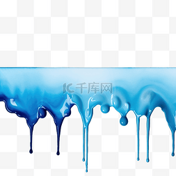 滴水蓝色水彩液体颜料水平无缝边