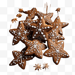 圣诞姜图片_星形的节日圣诞姜饼饼干躺在木质