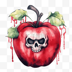可爱的毒苹果万圣节水彩剪贴画