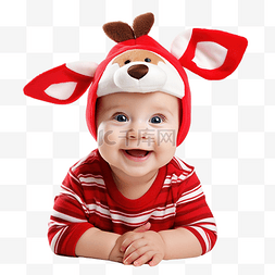 宝宝圣诞帽图片_可爱有趣的宝宝，耳朵上和手里都