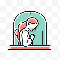 祈祷icon图片_在窗口图标中祈祷的女人 向量