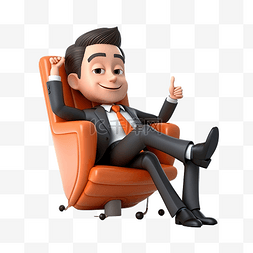 同事图片_商人坐着放松3D人物插画