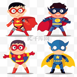 超级英雄剪贴画 四个孩子超级英