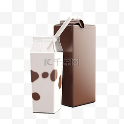 3d 渲染巧克力牛奶盒，带开盖隔离