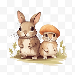 可爱的兔子和蟾蜍动物
