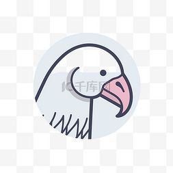 凤头鹦鹉显示在圆形白色图标中 