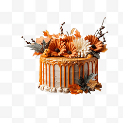 秋季自然主题感恩节南瓜蛋糕
