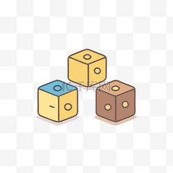 三个彩色方形骰子及其值 向量